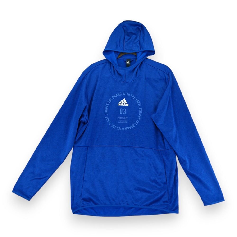 Adidas Sport Hoodie with Team Issue Badge, Collegiate Royal / Heather / White, L
